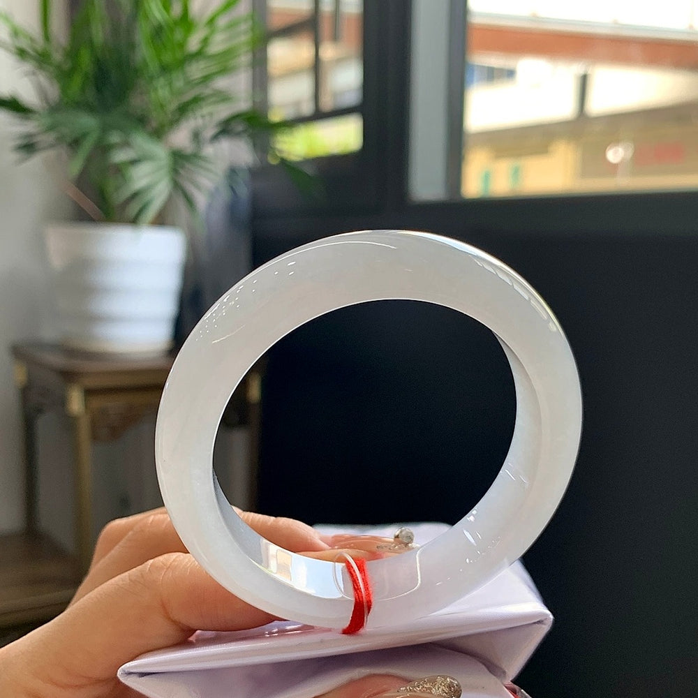 White Moonlight Fine Condition Jadeite Bangle · Size 53.5-13.5-8.7