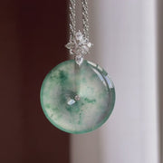 18K Gold "Peace Buckle" Pendant with High-Ice-Grade Jadeite and Floating Color Patterns