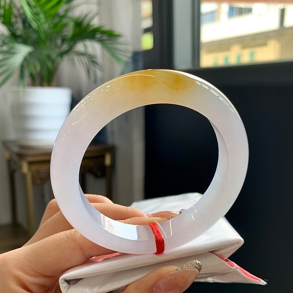 Ice Yellow Jadeite Bangle – Perfect – Size 55.8-12.3-9.5 – Item 607150202