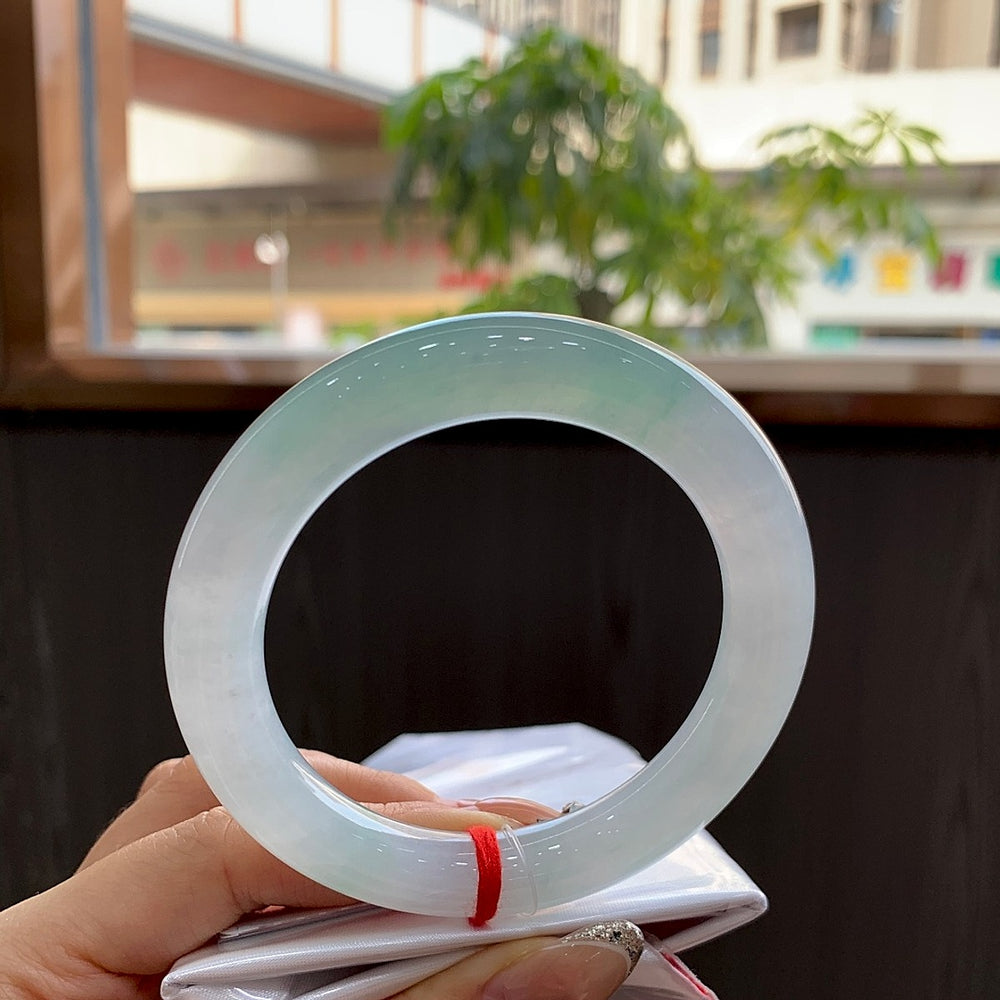 Ice Green Jadeite Round Bangle | 56-11-10.4 | HJH-118069