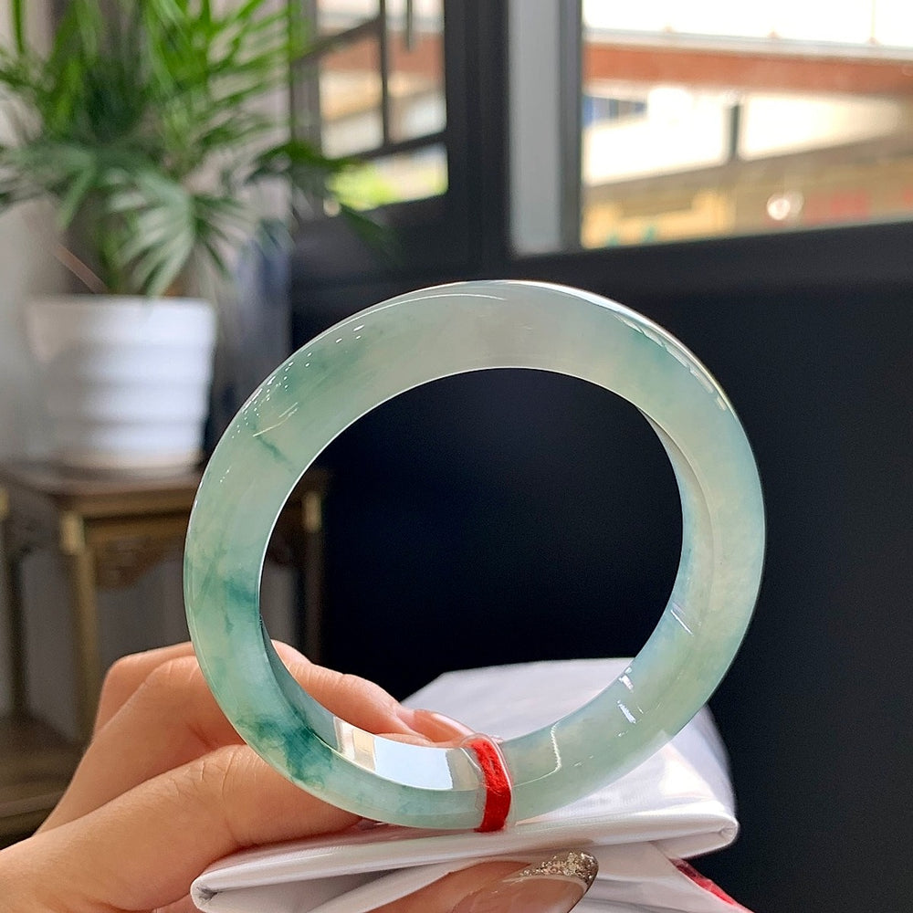 Fine Condition Jadeite Bangle · Size 57.4-12.2-8.8