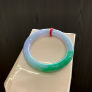 Spring Color Round Jadeite Bangle with Cotton Lines – 56.8 mm