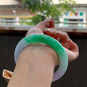 Spring Color Round Jadeite Bangle with Cotton Lines – 56.8 mm