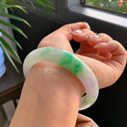 Green Floats Fine Condition Jadeite Bangle · Size 54.6-12-8.6
