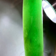 Fruit Green Jadeite Bangle with Cotton Texture | 53.6mm