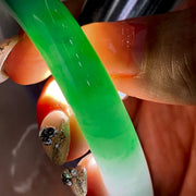 Spring Color Round Jadeite Bangle with Cotton Lines – 56.8 mm