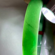 Fruit Green Jadeite Bangle with Cotton Texture | 53.6mm