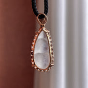 18K Gold-Set Ice-Variety Colorless Jadeite "Lucky Bean" Pendant