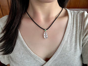 18K Gold-Set Ice-Variety Colorless Jadeite "Lucky Bean" Pendant